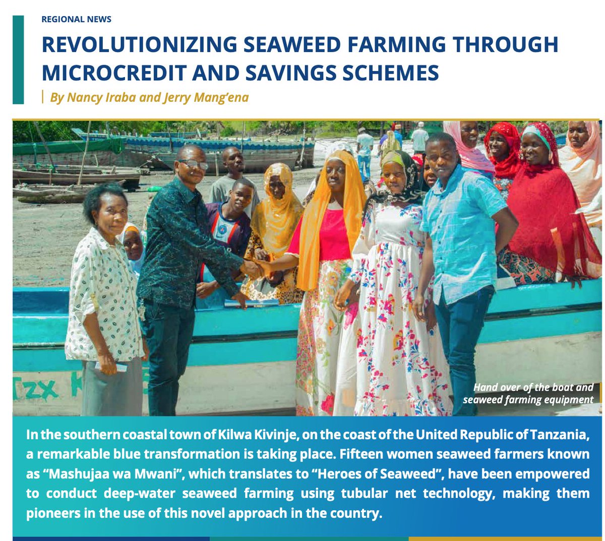 This partnership is allowing us to expand our support to #women #seaweed farmers to Kilwa on mainland #Tanzania and increase women's financial literacy tinyurl.com/4zxwwuy7 
#innovation #empowerment <a href="/afo_tz/">Aqua-Farms Organization</a> <a href="/ORRAAnews/">Ocean Risk and Resilience Action Alliance</a>