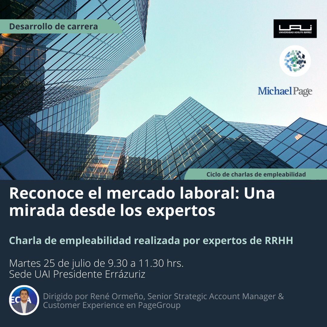 PageGroupCL's tweet photo. Si eres egresado/a de la #UAI que tengan un grado académico de Doctorado / Máster te invito a ser parte de esta charla de empleabilidad.
Más información en: https://t.co/7NsxNpdxMH https://t.co/e0DOA0nM74
