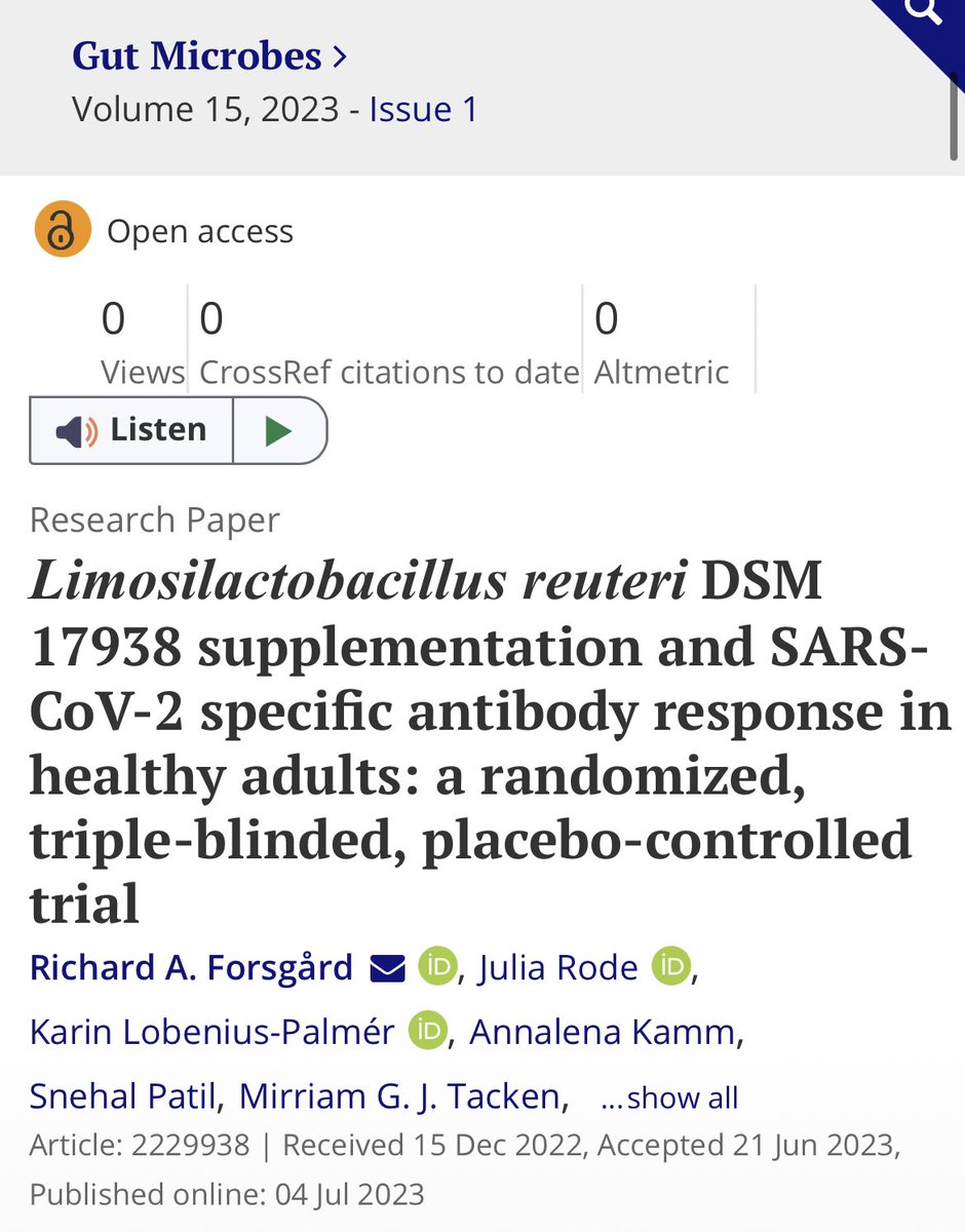 Nutrition-Gut-Brain Interactions Research Centre (@ngbigutbrain) on Twitter photo Could #probiotic supplementation improve vaccination responses against #Covid?
Our latest publication in Gut Microbes by <a href="/rForsgard/">Richard Forsgård</a> et al shows that supplementation with Limosilactobacillus reuteri could enhance antibody responses against SARS-CoV2 virus
#Immunology
#vaccines Could #probiotic supplementation improve vaccination responses against #Covid?
Our latest publication in Gut Microbes by <a href="/rForsgard/">Richard Forsgård</a> et al shows that supplementation with Limosilactobacillus reuteri could enhance antibody responses against SARS-CoV2 virus
#Immunology
#vaccines