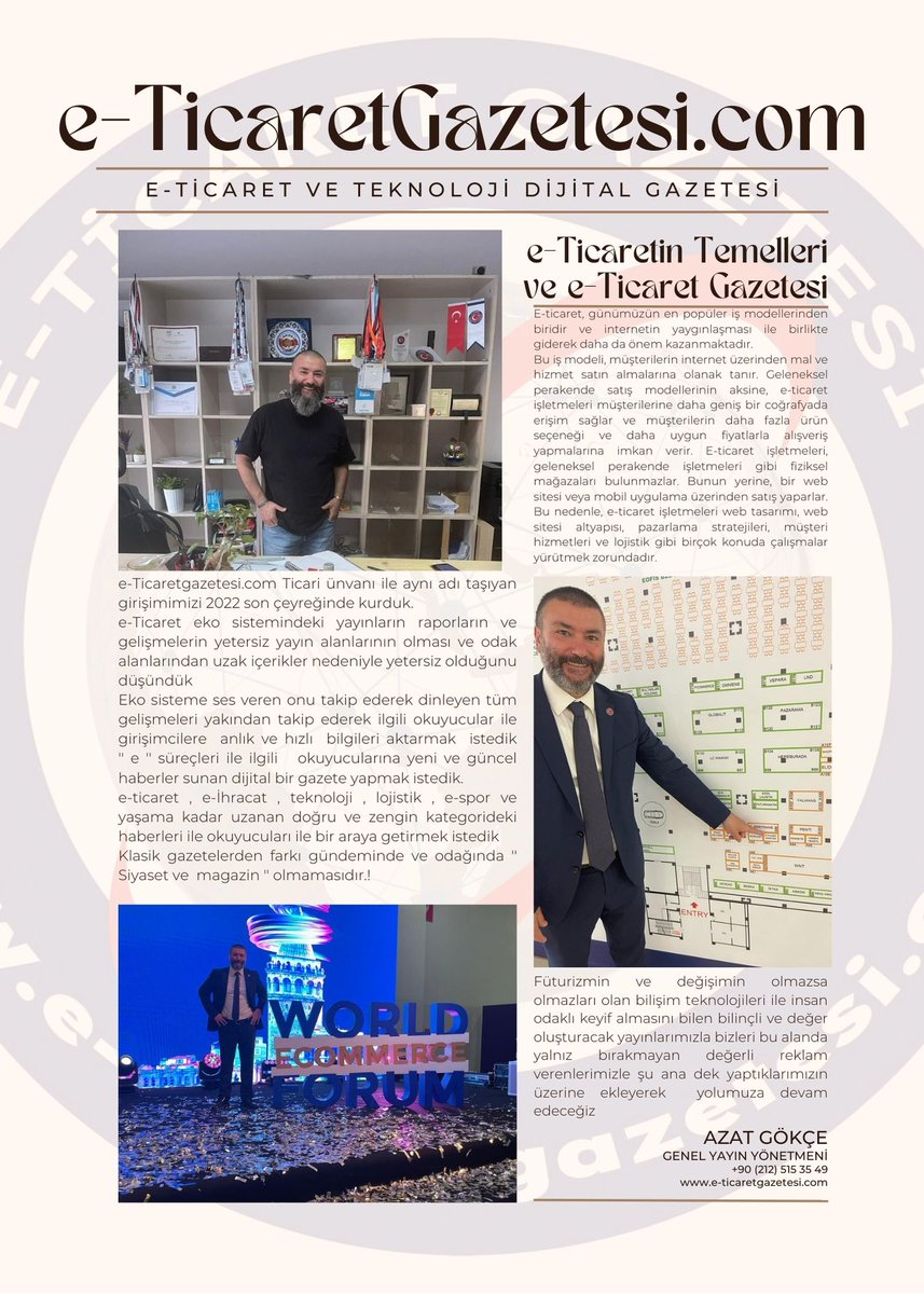 eticaretgaztesi's tweet photo. Gazetemiz Gen Yayın Yön Azat Gökçe ''BİGİS SEKTÖRÜM DERGİSİ'' @bigis_org_tr   dergisi için yeni nesil gazetemizin özet halindeki köşe yazısı ile kuruluş amaç ve hikayemizi özetledi
#bigis
#eticaretgazetesi.com https://t.co/QH5BCmyyjq