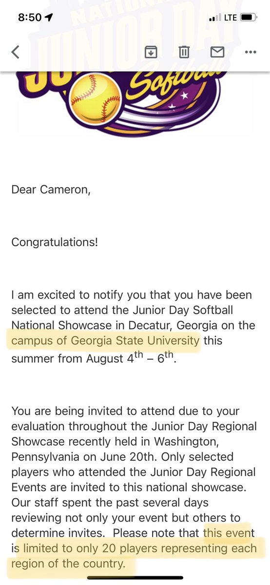 I’m very excited to have the opportunity to represent Pennsylvania in the Junior Day Softball National Showcase at <a href="/GSU_Softball/">GSU Softball</a> in August!

<a href="/teampa08lynn/">team pa 08</a> <a href="/teampafastpitch/">Team Pennsylvania Fastpitch</a> <a href="/ginggga21/">Richele Hall</a> <a href="/SBRRetweets/">Softball Recruiting Reposts</a> <a href="/LegacyLegendsS1/">Legacy & Legends Softball</a> <a href="/PVSbaseball/">PVS Baseball</a>
<a href="/SFsoftballLions/">South Fayette Softball</a>