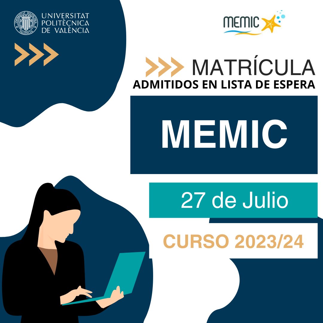 MasterMEMIC's tweet photo. 📢Mañana los futuros alumnos de nuestro máster que consiguieron las plazas en la lista de espera deberán hacer la matrícula🖥️.

❗Qué no se os pase❗ https://t.co/stYhsaqep7