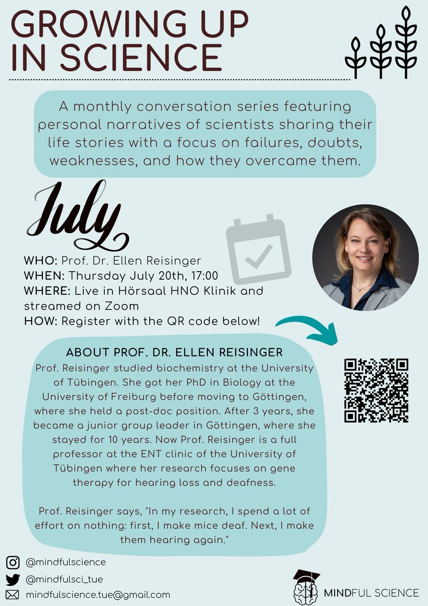 Mindful Science (@mindfulsci_tue) on Twitter photo Our next Growing Up in Science👩🔬 is with <a href="/LabReisinger/">Reisinger Lab</a> on Thursday, June 20th at 17:00. The talk will be given in a hybrid format at the Lecture Hall in the HNO Klinik (Elfriede-Aulhorn Straße 5, 72076 Tübingen) and live on zoom. Register here: zoom.us/meeting/regist… Our next Growing Up in Science👩🔬 is with <a href="/LabReisinger/">Reisinger Lab</a> on Thursday, June 20th at 17:00. The talk will be given in a hybrid format at the Lecture Hall in the HNO Klinik (Elfriede-Aulhorn Straße 5, 72076 Tübingen) and live on zoom. Register here: zoom.us/meeting/regist…