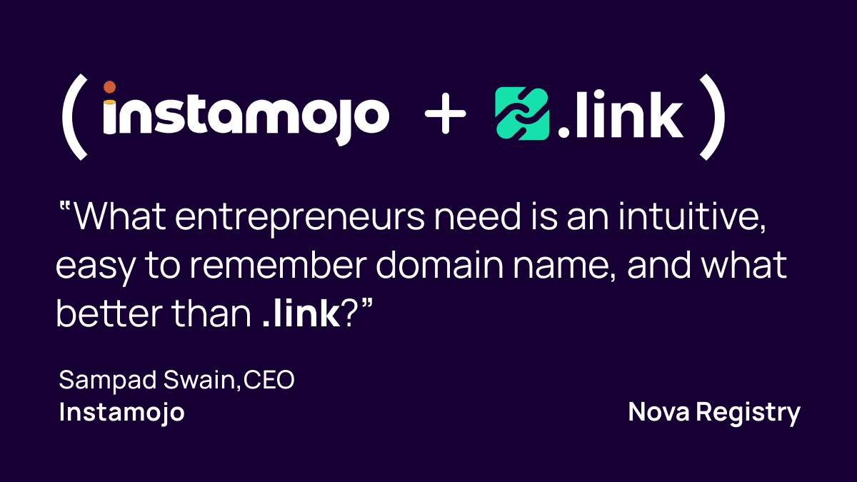 #ExcitingNews: <a href="/instamojo/">instamojo</a> and Nova Registry have joined forces! 🤝

With .link, Instamojo users can now tap into the power of social channels via SmartPages and branded payment links.

Cheers to continued innovation!🎉