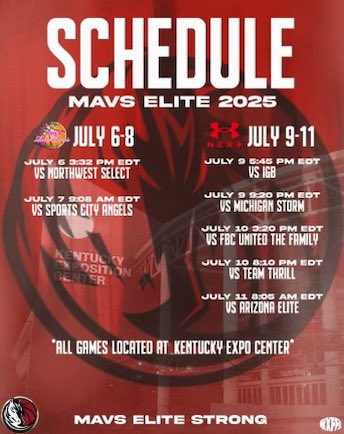 The first schedule for July is out!
#MavsElite #Run4Roses #War