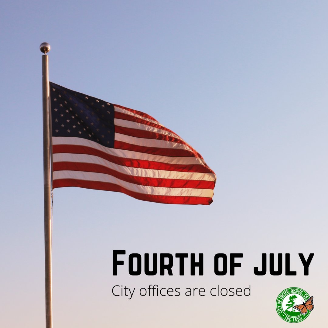 Happy Fourth of July, Pacific Grove! Today, we celebrate the birth of our great nation and our freedoms. We are grateful for our community and as we celebrate, let's remember the sacrifices of our forefathers and honor the diversity that defines us. ✨