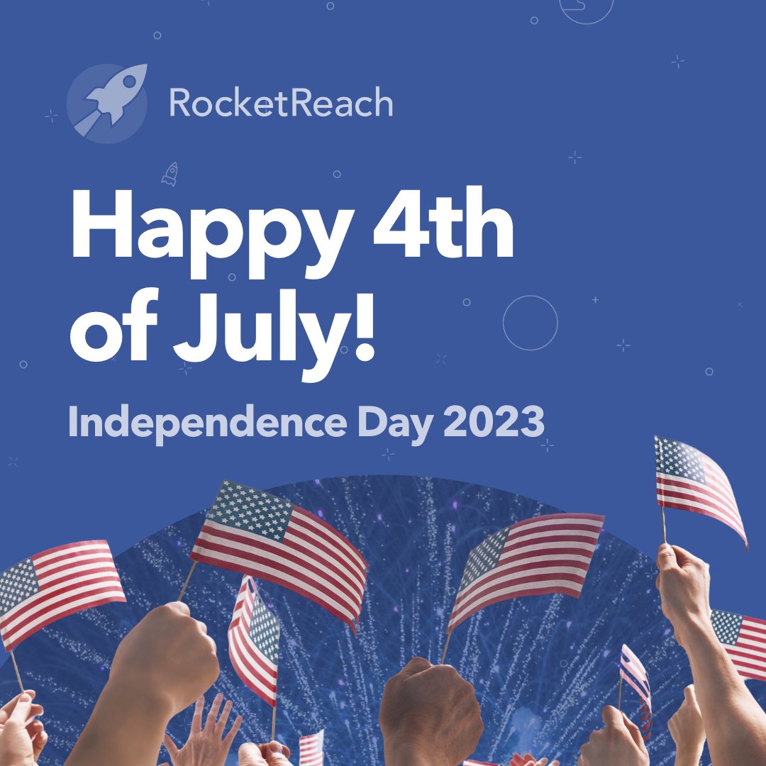 🎆🇺🇸 Happy 4th of July from RocketReach! 🌟🗽 Let's cherish our freedom and honor our nation's history. Embrace unity, understanding, and respect to truly pay tribute to past sacrifices. Enjoy festivities and loved ones! 🎉 #IndependenceDay #UnityAndFreedom