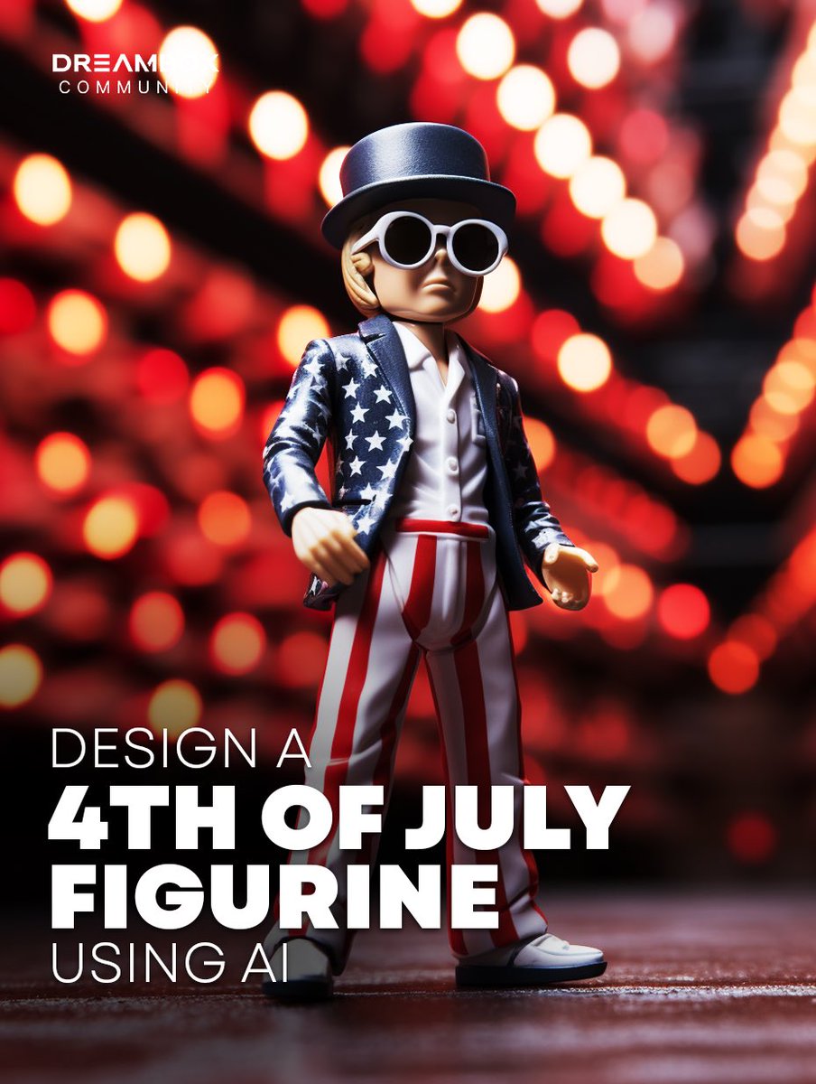 AI Design Thread 🧵
Theme: 4th of July Figurine

- Design using any AI platform. 
- Share as many creative figurine images as you'd like.
- Tag your friends, Retweet and have fun!

🗨️ Prompt in ALT
#AIArt #AIArtCommunity #MidjourneyAI #PromptShare #NFT #GenerativeAI #4thJuly