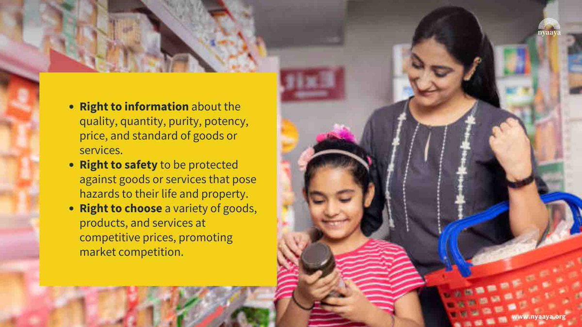 NyaayaIN's tweet photo. If you want to know more about how you can enforce these rights as a consumer in India, click the link https://t.co/Ld2TiZy3Zd
#Nyaaya #NyaayaExplains #LegalExplainers #IndianLaws #Consumer #Seller #ConsumerProtection #ConsumerProtectionLaws #IndianLawsExplained #Rights #Safety https://t.co/TRBZIRDhwb
