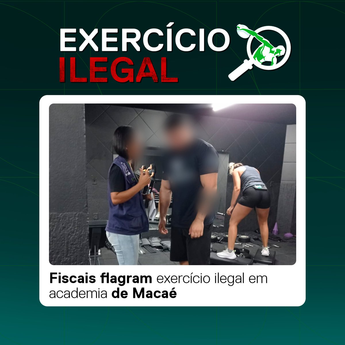 CREF_1's tweet photo. Por denúncia recebida, o CREF1 flagrou a prática de exercício ilegal da profissão numa academia do município de Macaé. Saiba mais no site: https://t.co/GkdvQcGoh8 https://t.co/EqSmOpzhpp