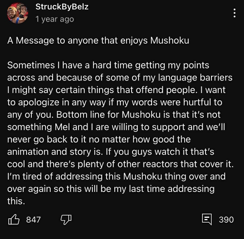 Solo_Reader1's tweet photo. Idk how I feel about this. "We'll never go back to it no matter how good the animation and story is" lol. Y'all gave one big lecture about morals and shit in a video when dropping it and now saying this? Ig views can really change your morals😂🤷🏾‍♂️ https://t.co/cV7SrO3raP