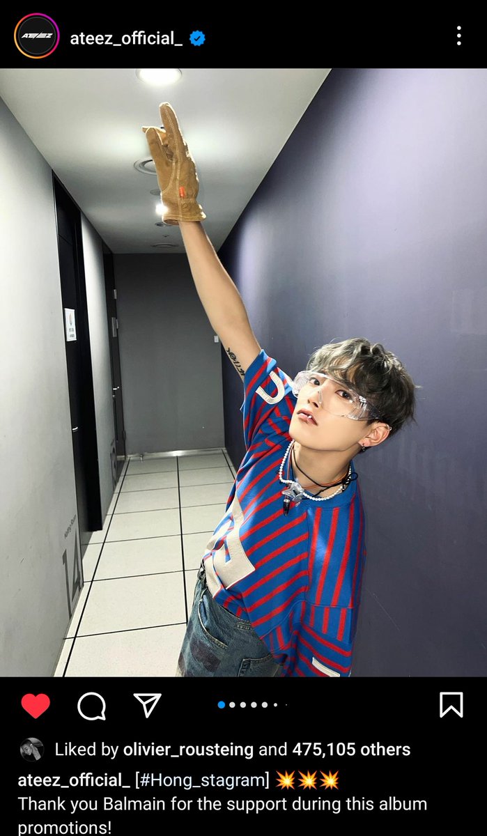 HONGFOLDER's tweet photo. Olivier liked hongjoong's post and challenge video where he is wearing Balmain. https://t.co/f4luUlO4Ua