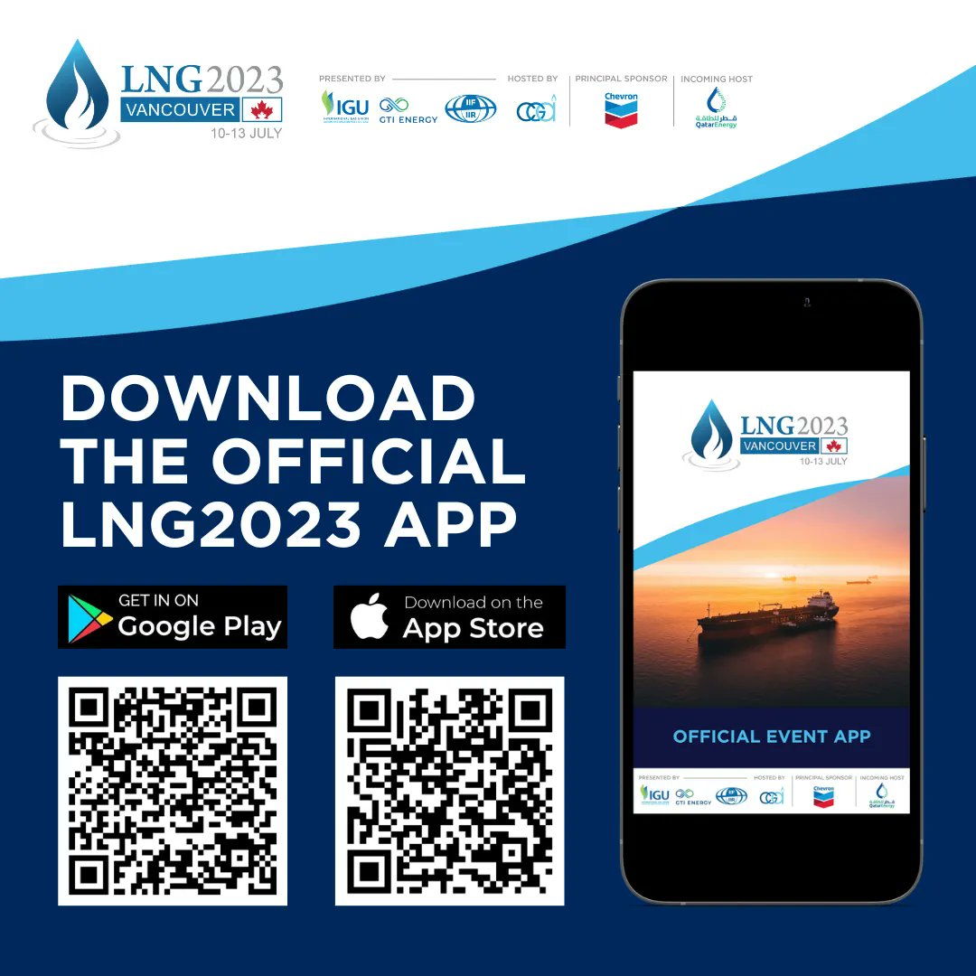 Do business at #LNG2023 via the convenience of the app. From booking 1:1 appointments to creating an event schedule. 

Exclusive to Conference Delegates & Exhibition Registrants.

Download today from Google Play or the Apple App Store or use the QR codes below. https://t.co/3Uw54YoCix