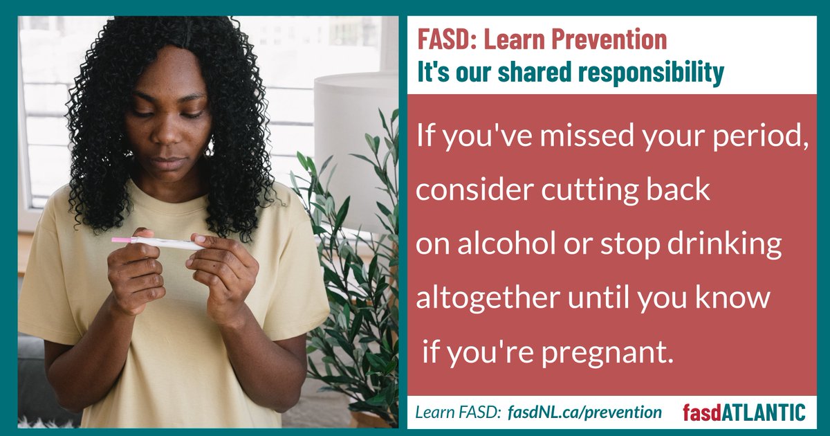 FASDNL_Team's tweet photo. #LearnFASD: It happens here.
If you've missed your period, consider cutting back on alcohol or stop drinking altogether until you know if you are pregnant.
Visit our website to learn more about fetal alcohol spectrum disorder ⬇
https://t.co/moMgoxDnGM
#fasdPrevention https://t.co/USKjecZ4BM