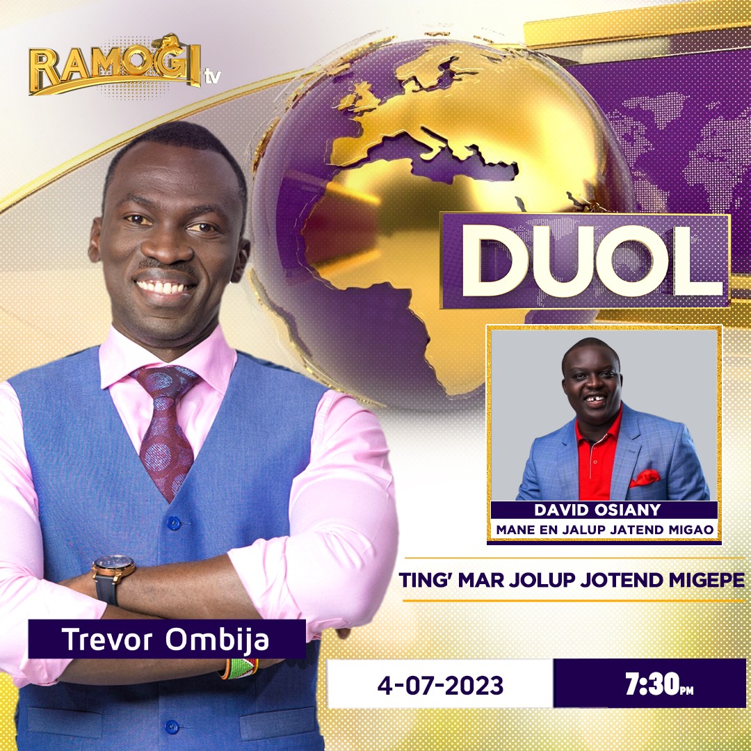 Twak mabiro e #Duol 
Thuond wach: Ting' mar jalup jatend migepe
Wendo: <a href="/DavidOsiany/">🇰🇪 David Osiany, HSC</a> (Mane en jalup jatend migao)
#Duol <a href="/TrevorOmbija/">Trevor Ombija, HSC</a> (Trevor Ombija)