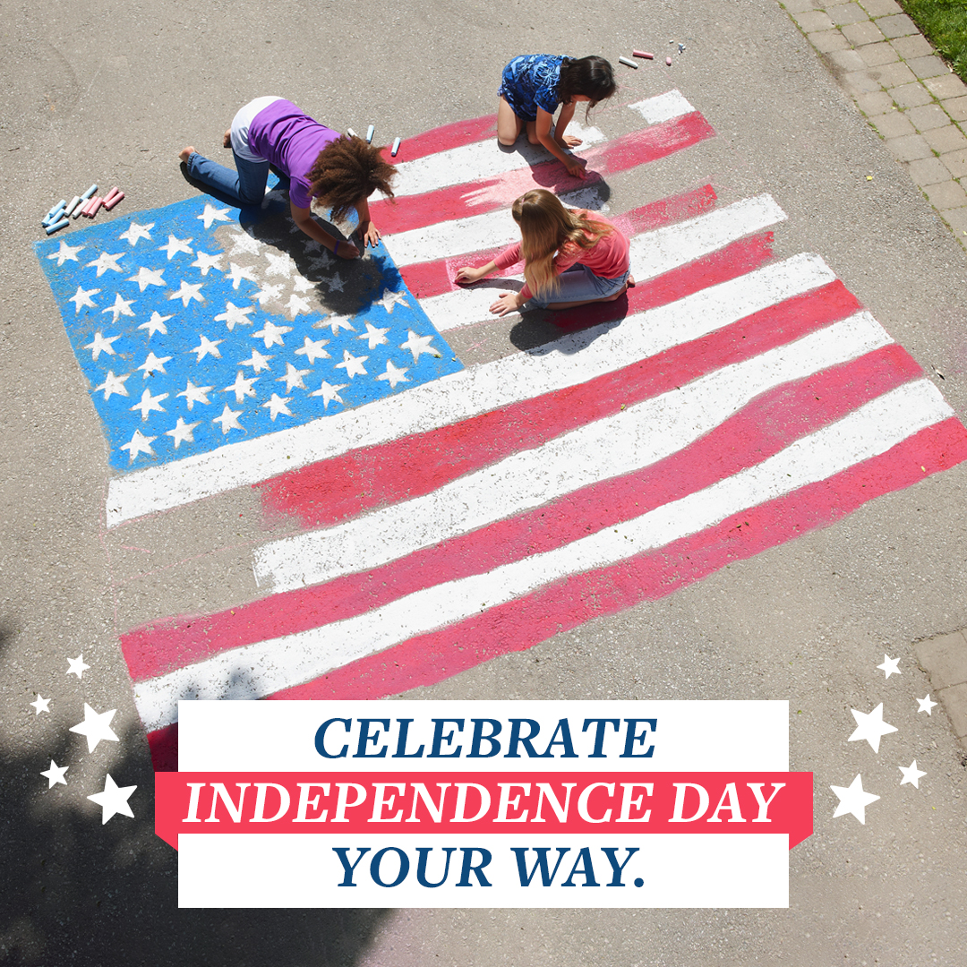 Claire______w's tweet photo. Happy Fourth of July! Today’s the day to enjoy everything from a neighborhood BBQ, fireworks with the family, or even festive chalk art. However you celebrate, my Independence Day wish for you is to live the life you want—today and every day after. https://t.co/6UomEQfeaG