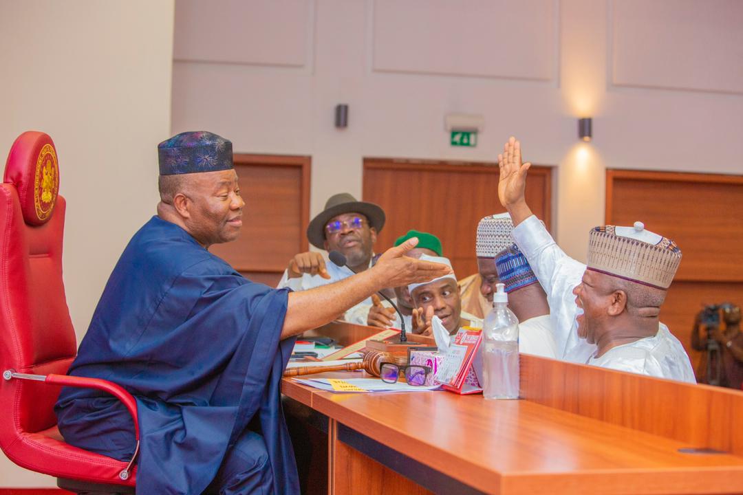 I  presided over today's Plenary after Sallah break. 

At the resumed sitting of the Senate, Principal Officers were elected for the Senate with Senator Opeyemi Bamidele, emerging the Leader of the Senate, Senator Dave Umahi; Deputy Senate Leader, Senator Ali Ndume;..