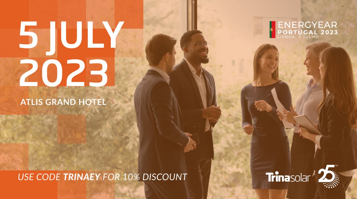 TrinaSolar_EU's tweet image. Trina Solar is attending the 3rd edition of @Energyear Portugal this July 5th in Lisbon. 

Will we be seeing you tomorrow? You can use code TRINAEY to get 10% off your tickets!

bit.ly/3O058n9

#Energyear #Portugal #EnergyearPortugal #Sustainability #TrinaSolarEurope