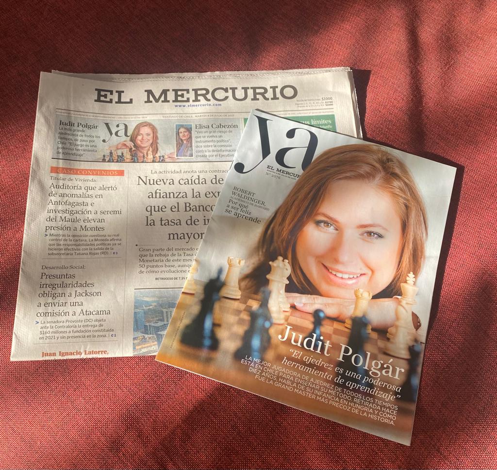 Judit Polgar on X: I'm in Chile - and on the cover of El Mercurio and its  women's magazine, Ya! This trip is 100% about chess, our wonderful game,  and its potential