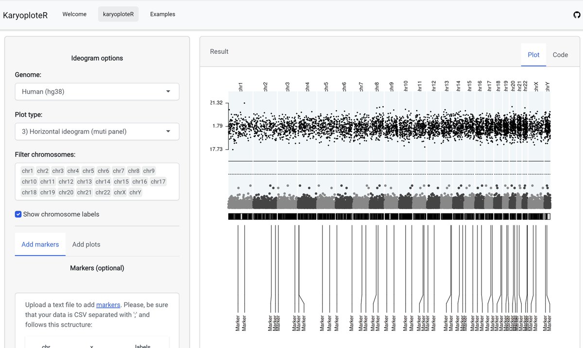 Very glad to say that I've finally completed the Master’s degree in Bioinformatics &amp; Biostats

Among other things, there is one outcome that I want to share: a #shiny app for visualizing genomes and to add data dynamically.

mcocam.shinyapps.io/shiny_karyoplo…

#R #Rstats #Shiny #javascript