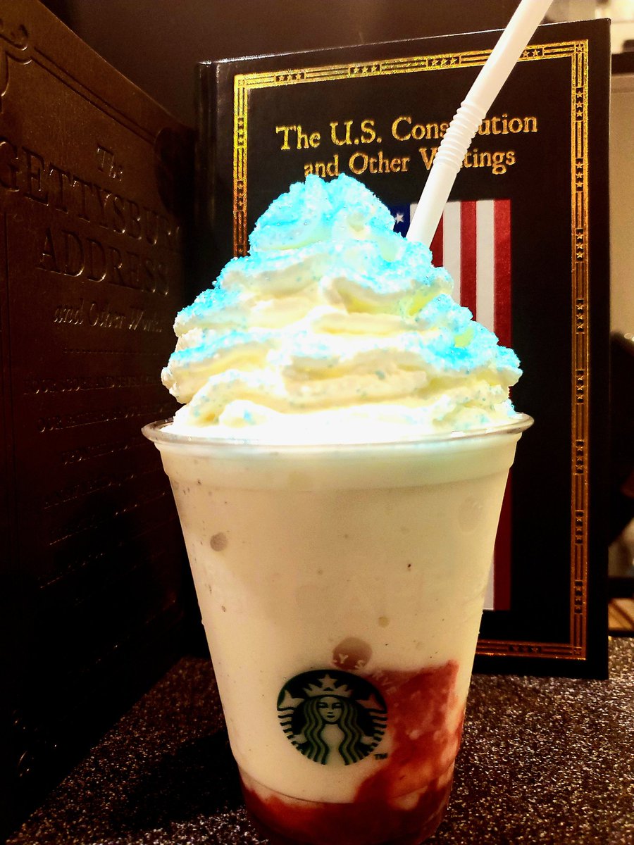 Stop in for some patriotic refreshments! Ask for a #vanillabeanfrappuccino with #strawberry and #sprinkles ! #barnesandnoblecafe #FourthofJuly