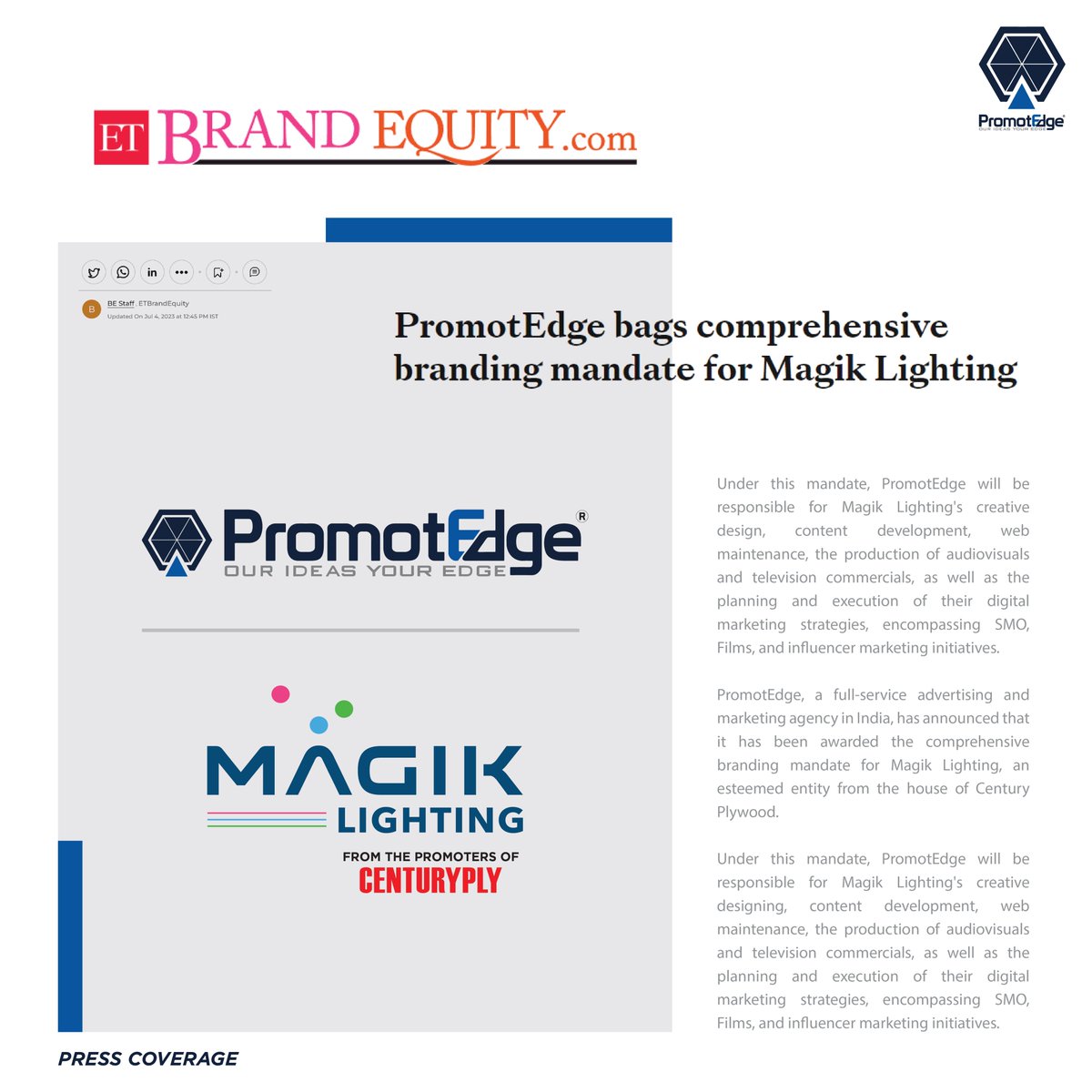 PromotEdge's tweet photo. Here's a testimony of a Magikal beginning and for now the spotlights are on us!

#PromotEdge #MagikLighting #DigitalMarketingAgency #CreativeAgency #AgencyLife #Featured https://t.co/9ixRlZayrB