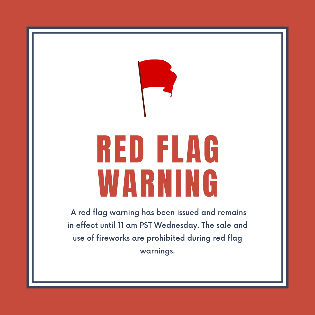 Tigard_PW's tweet photo. Just in as of 5:31 AM, a Red Flag Warning has been issued over the Willamette Valley. What does this mean? The sale and use of fireworks are prohibited in Tigard through tomorrow at 11 PM.
#TigardOregon #Tigardor #4thofJuly #Firesafety #WashingtonCountyor https://t.co/YGLXlEu9oN