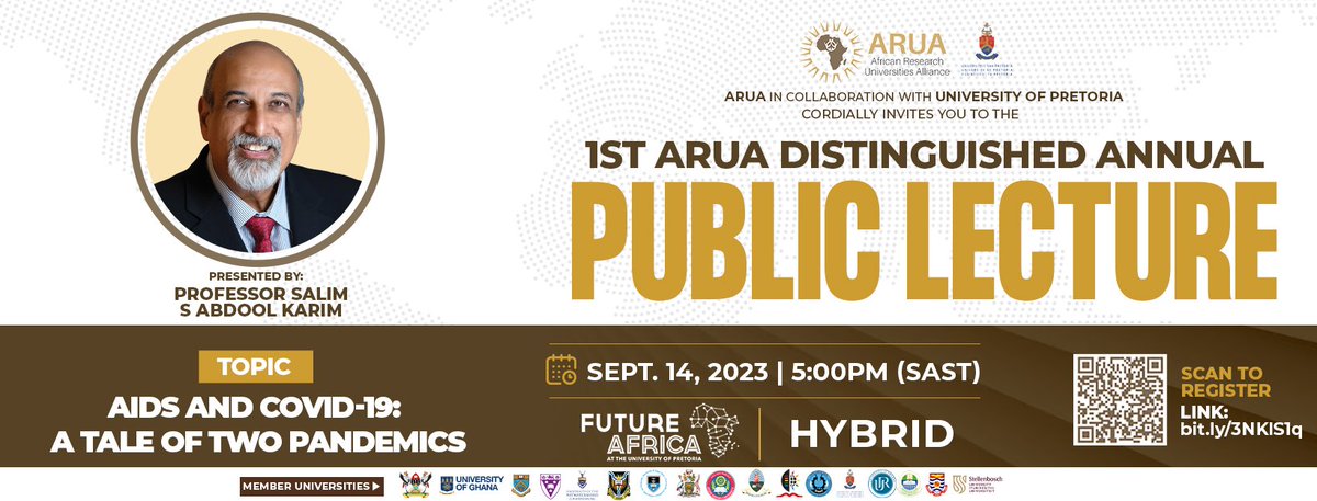 #Public_Lecture: ARUA, together with @UPtuks, cordially invites you to the 1st ARUA Distinguished Public Lecture. More Information here: arua.org.za/1st-arua-disti…. Registration Link: bit.ly/3NKlS1q