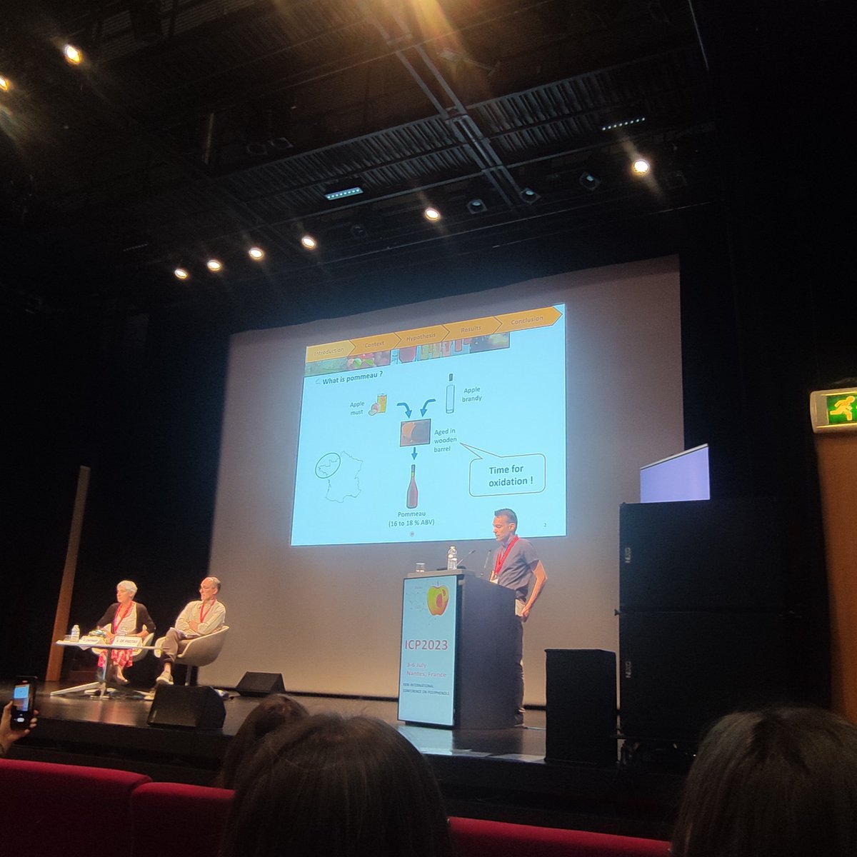 polyphenologist's tweet image. #ICP2023NANTES day 2. Pascal Poupard explained the oxidation of proanthocyanidins during the aging of #pommeau