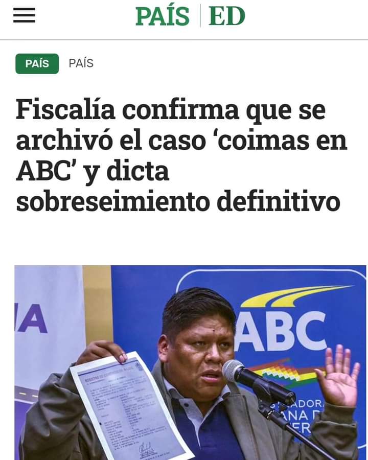 LuisFerCamachoV's tweet photo. El régimen de Arce supera varios records: la corrupción, el narcotráfico y la violación de DDHH. Corrupción en ABC, narcotráfico en BOA y la violación de DDHH contra los periodistas y la oposición. https://t.co/M61Bv5VBCY