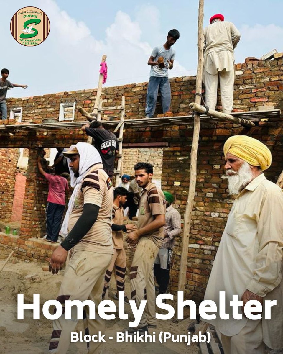 GreenSwelfares's tweet photo. Salute to the Shah Satnam Ji Green 'S' Welfare Force Wing volunteers, whose unwavering commitment provides a #HomelyShelter🏡 for the destitute and homeless. Their work is a beacon of hope lighting the path towards a kinder world for everyone. #DeraSachaSauda #Humanity https://t.co/rGMI69IiY0