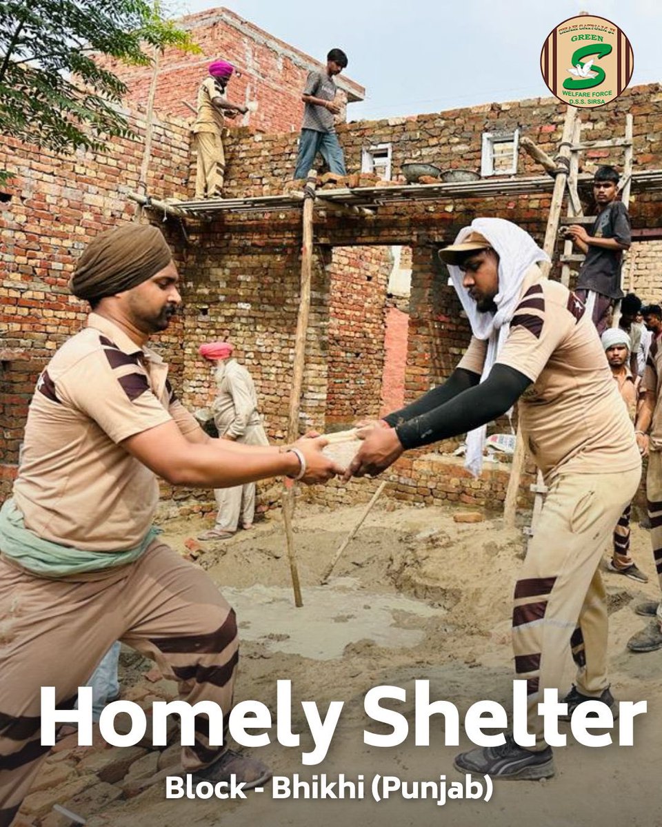 GreenSwelfares's tweet photo. Salute to the Shah Satnam Ji Green 'S' Welfare Force Wing volunteers, whose unwavering commitment provides a #HomelyShelter🏡 for the destitute and homeless. Their work is a beacon of hope lighting the path towards a kinder world for everyone. #DeraSachaSauda #Humanity https://t.co/rGMI69IiY0