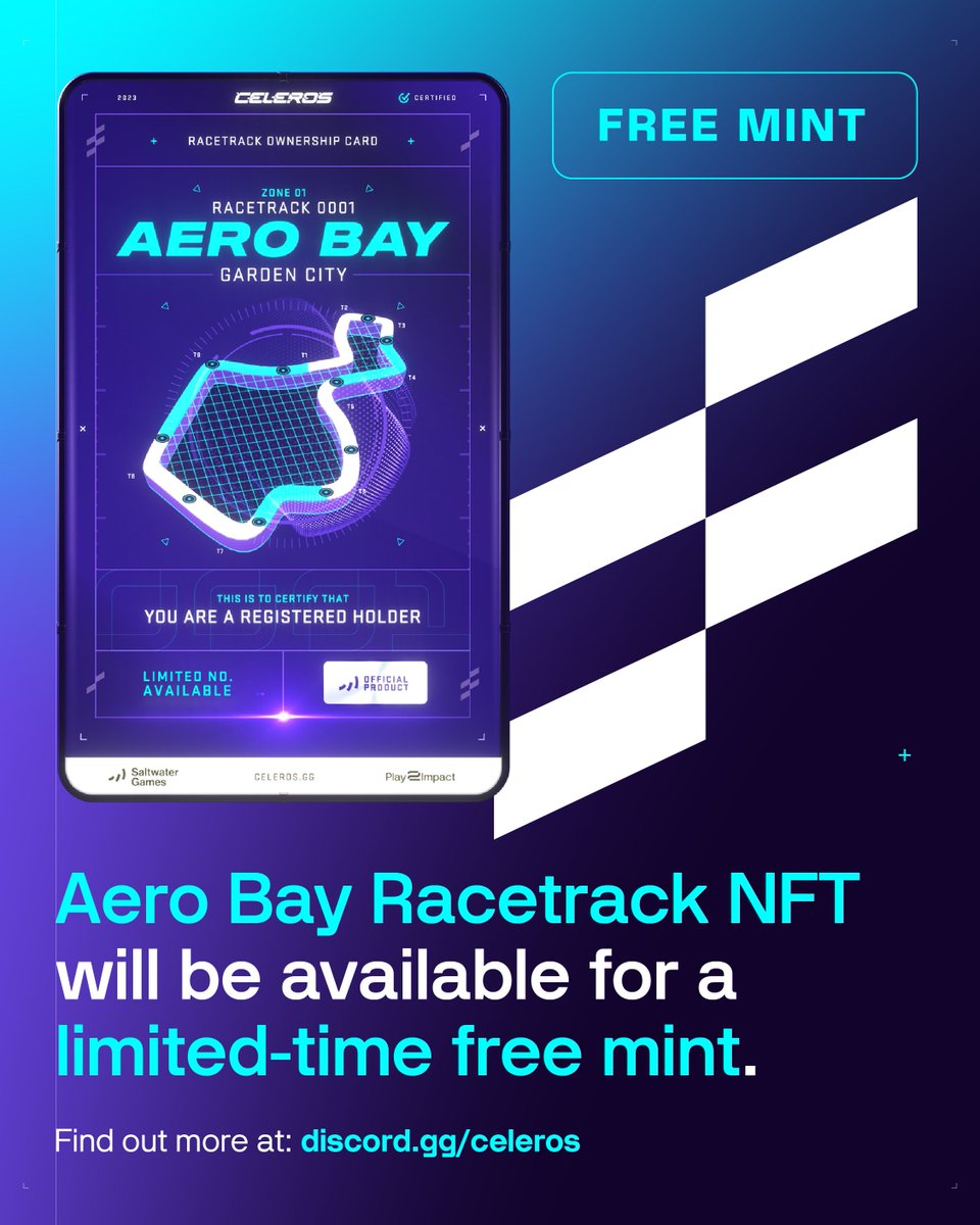 The first Racetrack in the Celeros gaming ecosystem will be a FREE mint to ensure a straightforward and accessible process for all 💪

More info: celeros.gg/digital-assets…
