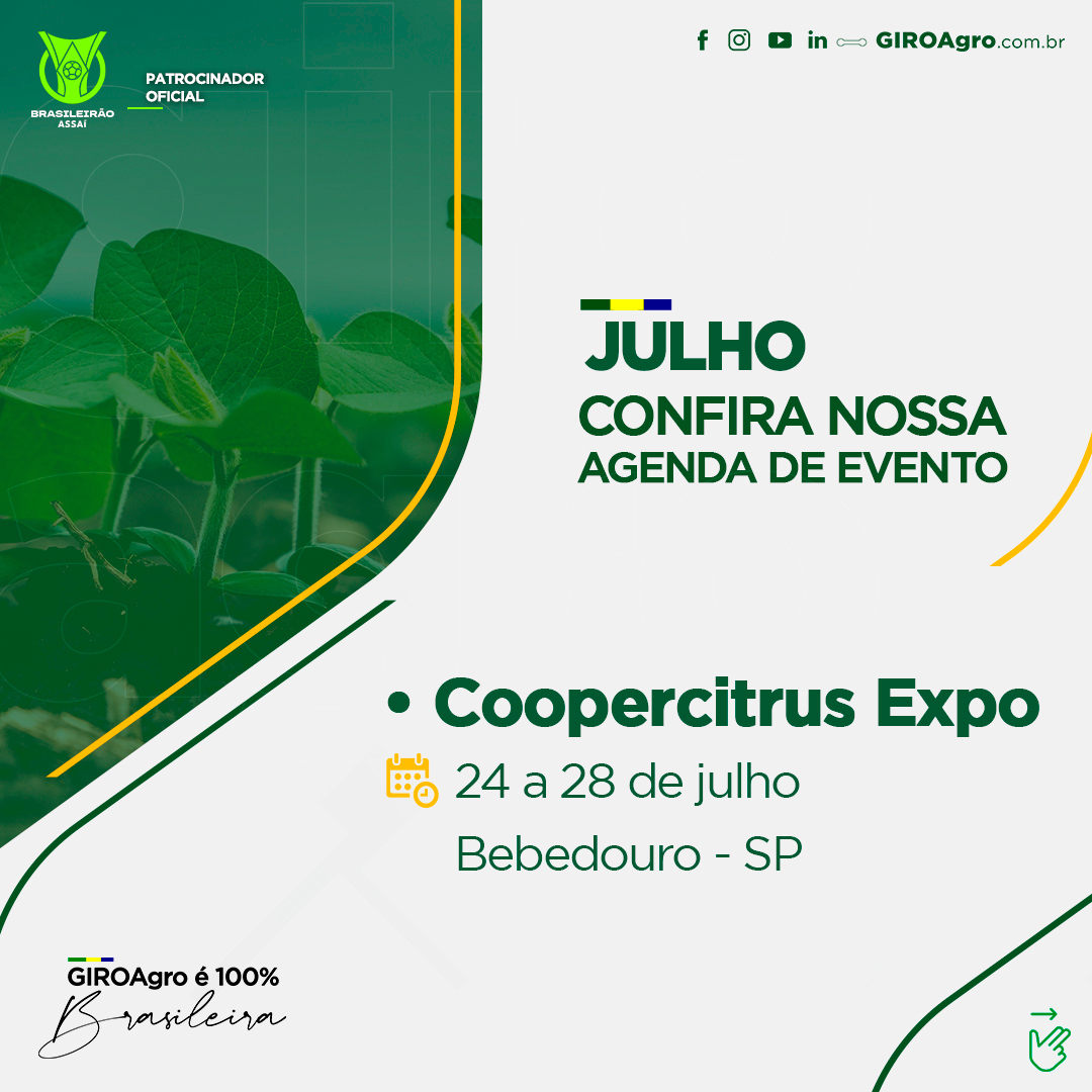 GiroAgro's tweet photo. A GIROAgro estará presente em grandes eventos do agronegócio em 2023!🎯

• Coopercitrus Expo
24 a 28 de julho | Bebedouro - SP

Visite nosso estande! ✅

#GIROAgro #agronegócio #EventosdoAgro #oagronaopara #agro #Fertilizantes #Numero1 #JuntosSomosMais #EusouGIROAgro https://t.co/Rdy46s6X71