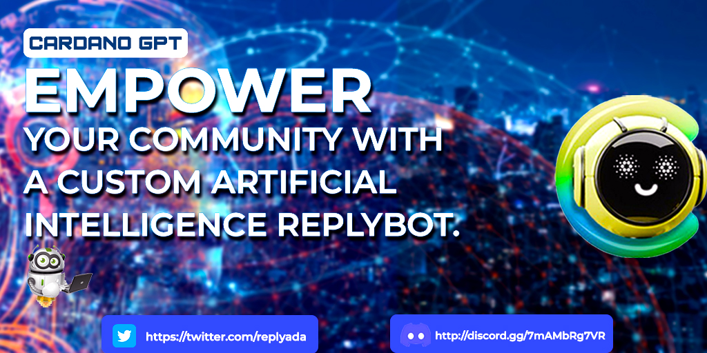 replyada's tweet photo. CardanoGPT Unveils Custom AI Response bots Training Program
We are delighted to share the launch of our exclusive training program for custom artificial intelligence response bots tailored to meet the unique needs of web3 commuinites.
Projects who are interested in utilizing this services can us a direct message on twitter to get started!
#cardano #cardanocommunity #cnft