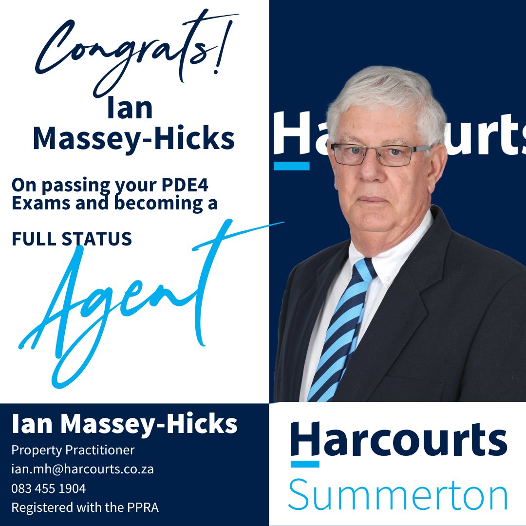 Congratulations to Vanessa Deacon and Ian Massey-Hicks on passing their PDE4 Exams, progressing them to Full Status Agents! You should be proud of your hard work and dedication! #HarcourtsSummerton #EstateAgents #VanessaDeacon #IanMasseyHicks