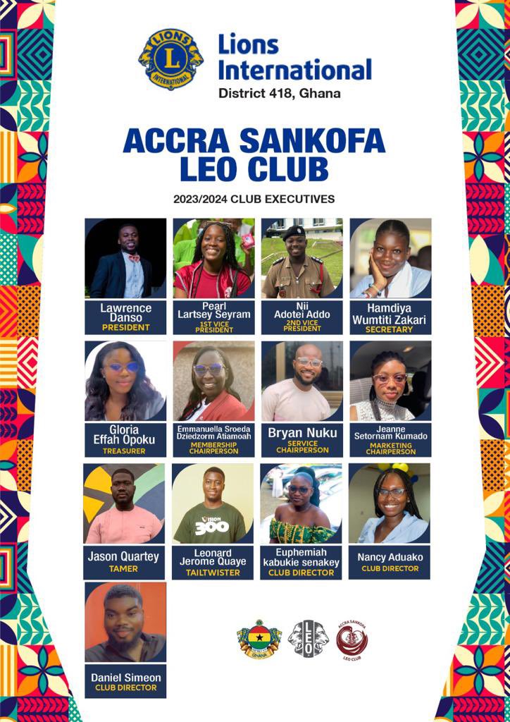 Welcome to the New Service Year 🎉🎉🎉🎉🎉

It’s a new dawn, a new era, fresh ideas and a new team ready to #leadthechange.

Meet Accra Sankofa Leo Club’s 2023/2024 Board. We've logged in and ready to serve.

Cheers 🥂 

#weserve