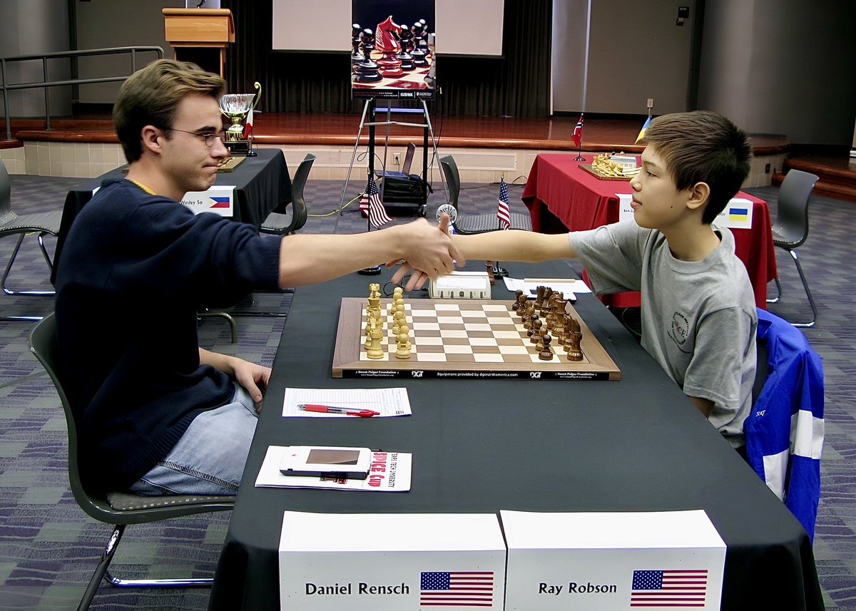 SusanPolgar's tweet photo. The game which made @DanielRensch an IM!

In the final round of the 2009 SPICE Cup, Danny had white against Ray Robson. Danny needed a draw for his final IM norm. Ray needed a win for his final GM norm (to become youngest GM in US history) and a tie for 1st with @ben_finegold (who clinched his final GM norm the round before) and GM Vinay Bhat. 

@FIDE_chess @chesscom @ChessKidcom