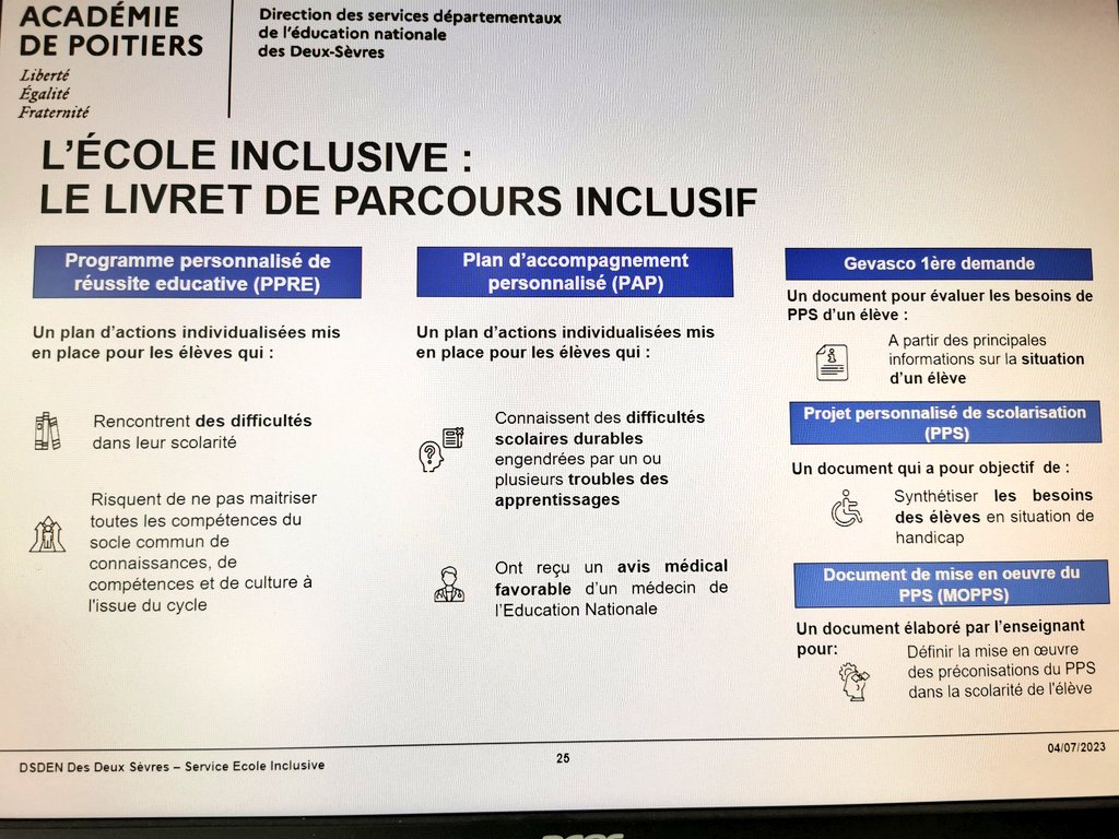 sanchez79000's tweet photo. collège #secondigny participation à la formation des nouveaux directrices directeurs d'école @DSDEN79, sensibilisation aux enjeux de l'#ecoleInclusive et leur rôle auprès des équipes pédagogiques, des familles et des partenaires medico-sociaux
#Handicap #LPI
@DeuxSevres https://t.co/YRsYFbUXkc