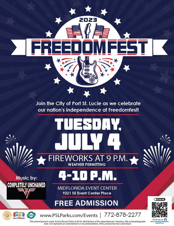 wpbf_yasmine's tweet photo. HAPPY 4TH OF JULY, FRIENDS! Port St. Lucie, I'm excited to celebrate with YOU! Join me at Freedom Fest as we enjoy good food, good times and good music from #CompletelyUnchained 🎸Party starts at 4 p.m. at the MIDFLORIDA Event Center, fireworks at 9💥 SEE YOU THERE! @WPBF25News https://t.co/9fPaBYR7iU