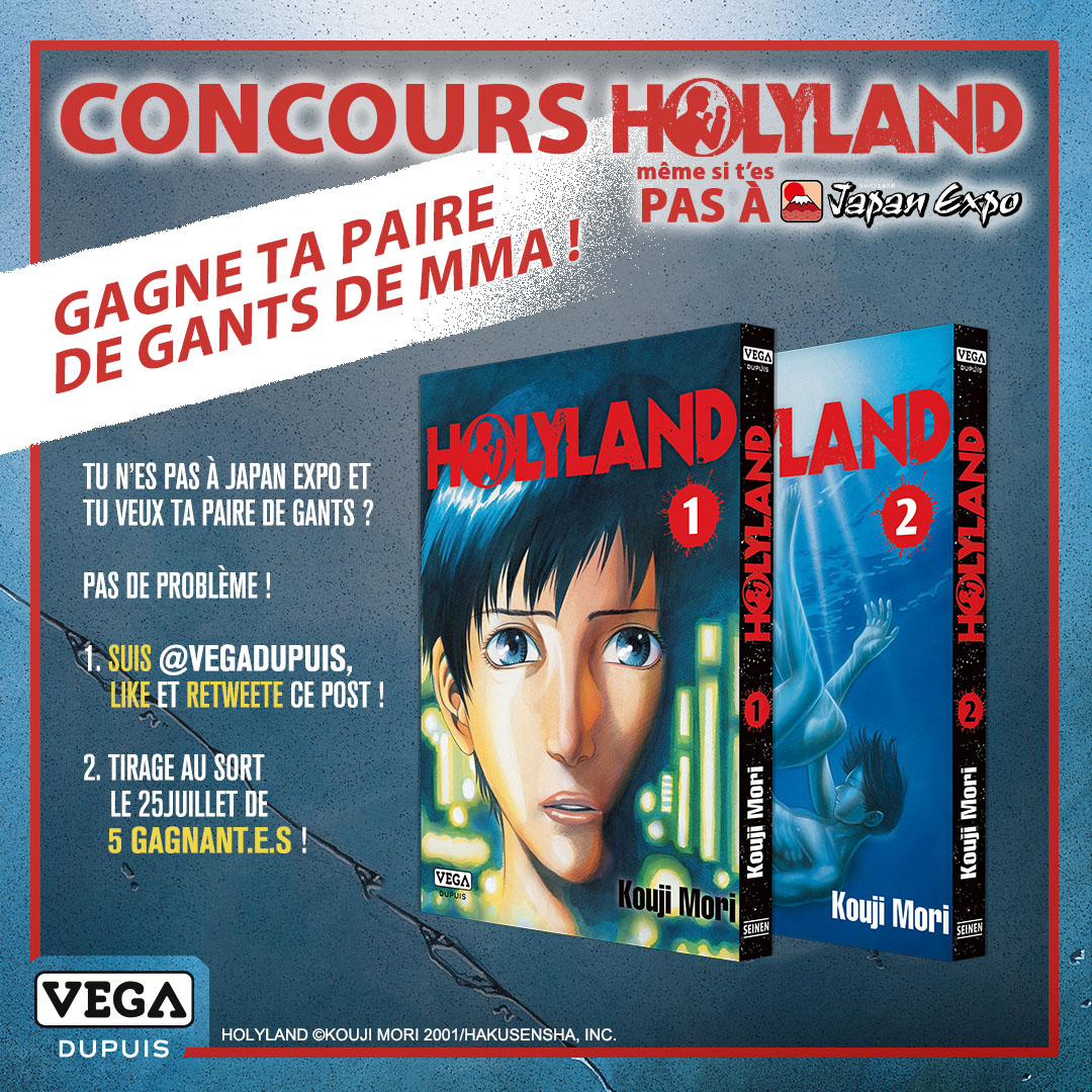📣 Vous avez aimé les gants de MMA estampillés #Holyland ? Et si vous tentiez de gagner votre paire, sans bouger de chez vous ! Et pour celleux qui viendront à <a href="/japanexpo/">Japan Expo ⛩🗼</a>, on a un 2nd concours dédié qui arrive ! Ici, un classique follow @vegadupuis + RT avant le 24/7. TAS le 25/7