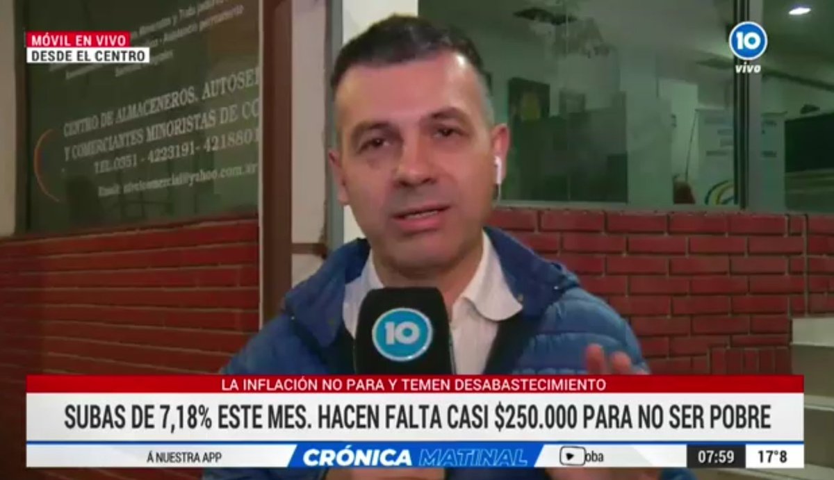 almaceneroscba's tweet photo. 🎥 #Móvil #EnVivo en #CrónicaMatinal @canal10cba
@Cba24Ncomar Entrevista a Ntro.Director @Ger2Romero
 @silbrochero @andres_oliva @alfredoflury

 🛒 Analizan el comportamiento de precios de 06/2023 Datos del Informe Económico y Social-Dpto. Estadísticas y Tend.
#Inflación #Consumo https://t.co/EBPeeWsv67