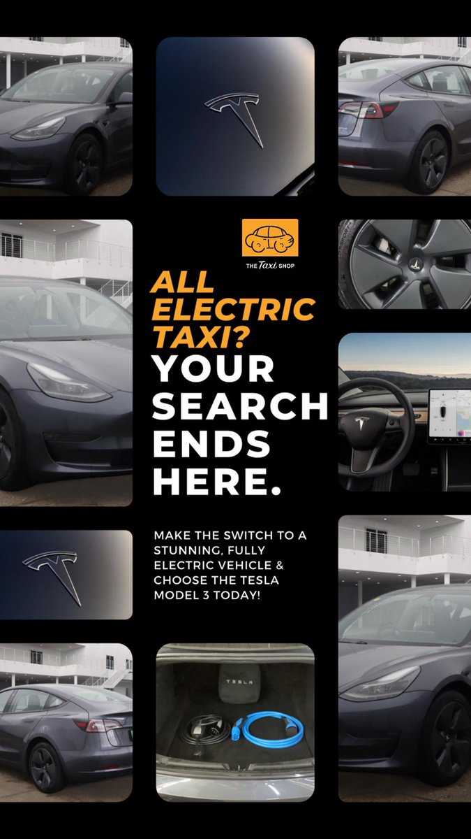 TheTaxiShop_'s tweet photo. MAKE THE SWITCH TODAY! FULLY ELECTRIC TESLA MODEL 3 IS THE ONE FOR YOU! 👀

#TeslaModel3 #Tesla #ElectricTaxi #TaxiUk https://t.co/UyJPiRHCDK