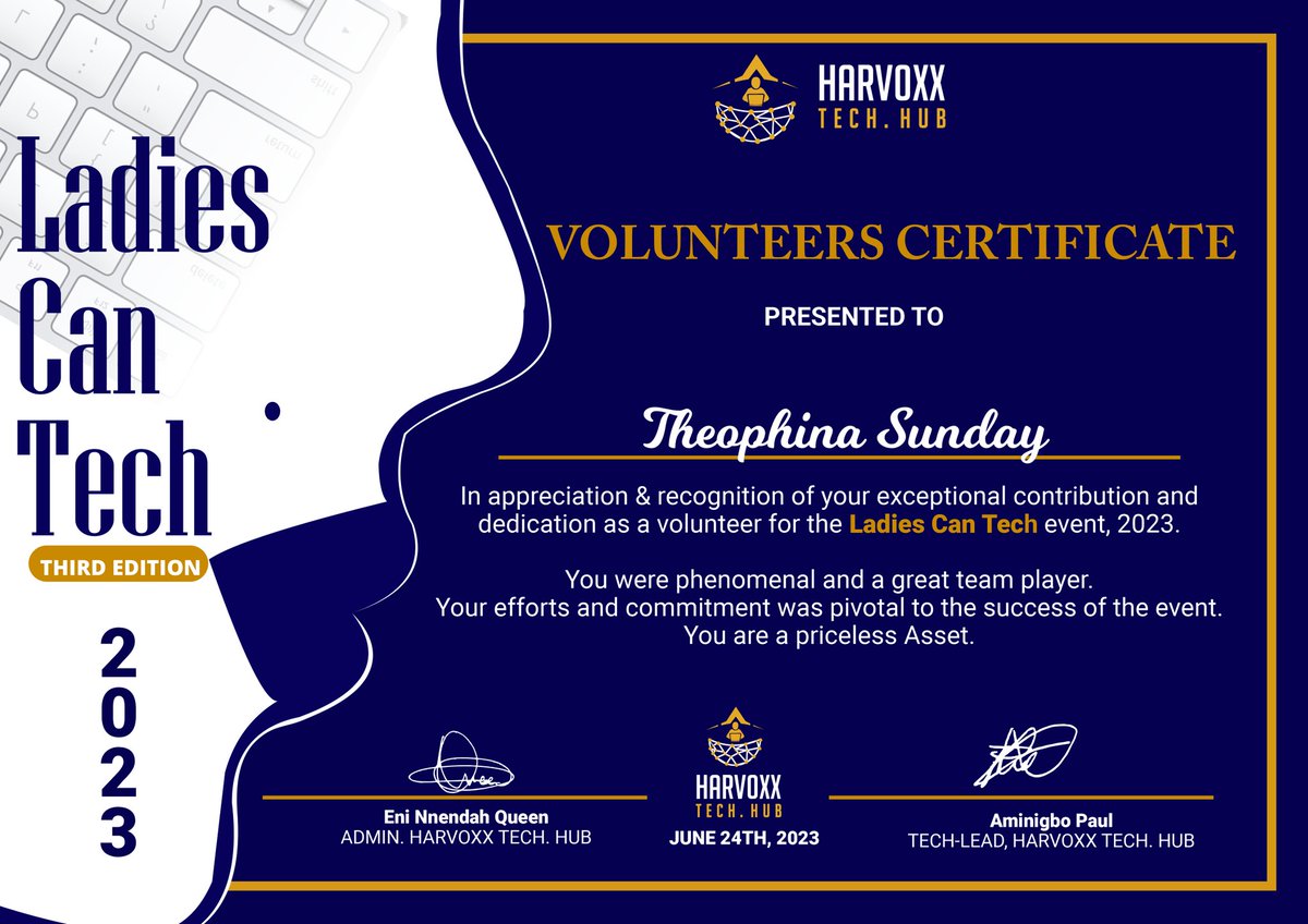 theobaby_'s tweet photo. It was such an amazing experience volunteering for the Ladies can tech event, Thanks to harvoxx for the opportunity to serve .
#ladiescantech2023 #harvoxxtechhub #phtwittercommunity #lct2023volunteers https://t.co/YzlVb1u7en