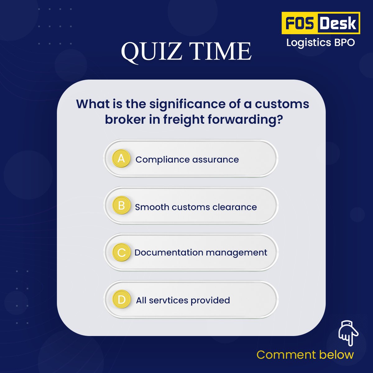 fos_desk's tweet photo. You identify the key role they play? 🚚🔐 Answer now and expand your logistics expertise! 🌍✈️

Contact us 👉https://t.co/SoB3jtKKyS

#customsbrokers #freightforwarding #tradefacilitation #documentation #fosdesk #logisticsbpo https://t.co/ddVou9fYmC