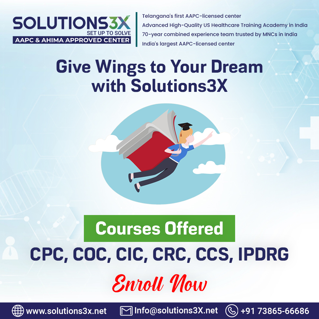 Solutions3xnet's tweet image. Take the first step towards your future success. Register in your area of interest and excel in the necessary skills and knowledge with 𝐒𝐨𝐮𝐭𝐢𝐨𝐧𝐬𝟑𝐗 
𝐄𝐧𝐫𝐨𝐥𝐥 𝐍𝐨𝐰: +𝟗𝟏 𝟕𝟑𝟖𝟔𝟓𝟔𝟔𝟔𝟖𝟔 | 𝟕𝟓𝟔𝟗𝟖𝟒𝟕𝟔𝟒𝟖
#Solutions3X #MedicalCodingInstitute #CPC #IPDRG