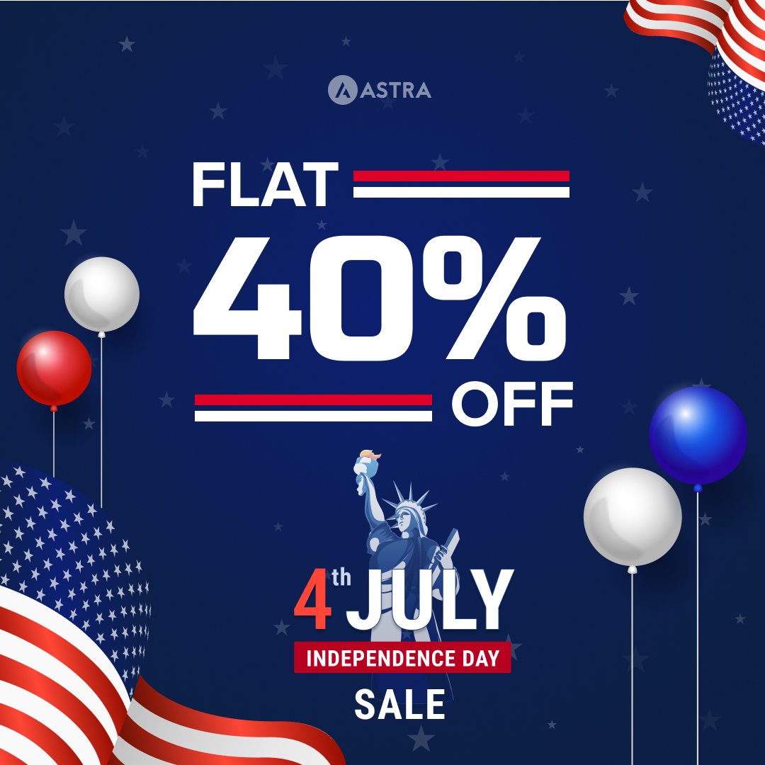 AstraWP's tweet image. 🎉 Celebrate with us! 🇺🇸 
While our American friends enjoy #4thofJuly, we're giving you a reason to celebrate too! 😎🛍
Get 40% OFF all plans with code: INDEPENDENCE40 🤩 
Valid today only! ⏲️ 
Claim your #IndependenceDaySale discount now! 👇
wpastra.com/pricing/