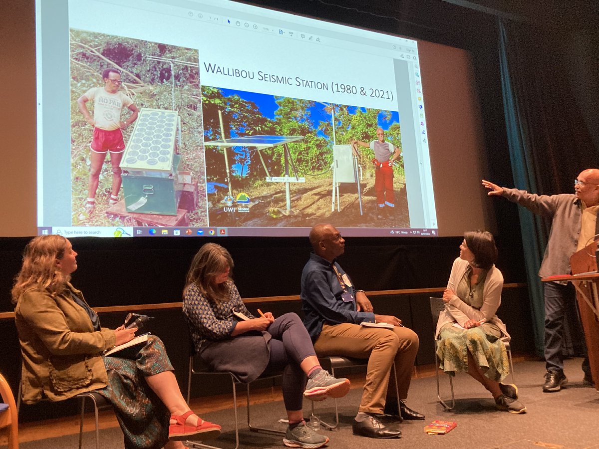 David Pyle (@davidmpyle) on Twitter photo Yesterday, we enjoyed a fascinating workshop on themes of 'crisis and recovery', and a panel on story-telling led by <a href="/terepantere/">Teresa Armijos Burneo</a>. Here is Richie Robertson, showing us his younger self with the first solar-panel-powered seismic station on the island of St Vincent, ca. 1980. Yesterday, we enjoyed a fascinating workshop on themes of 'crisis and recovery', and a panel on story-telling led by <a href="/terepantere/">Teresa Armijos Burneo</a>. Here is Richie Robertson, showing us his younger self with the first solar-panel-powered seismic station on the island of St Vincent, ca. 1980.