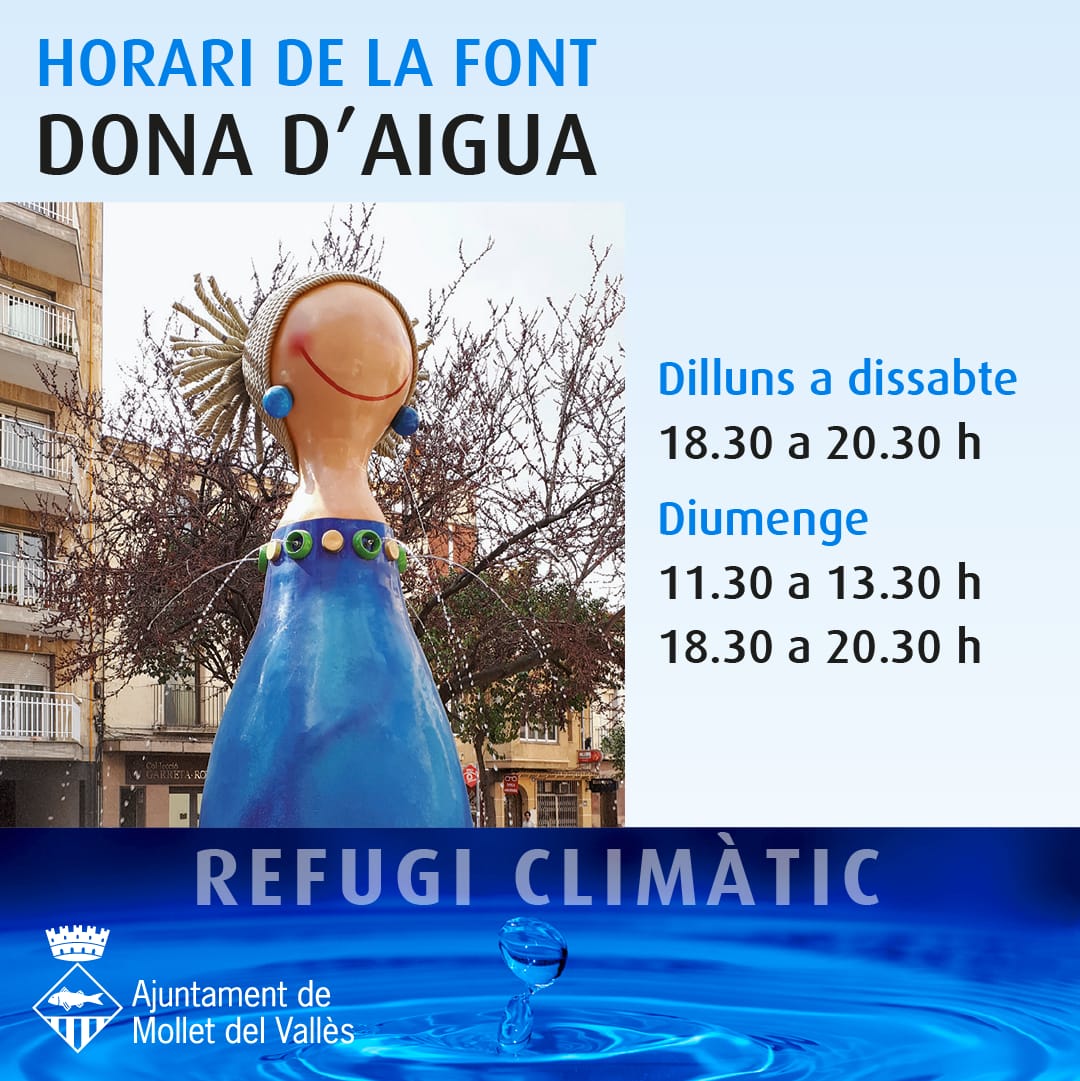 💦L' Arc de les Pruneres i la Dona d'Aigua esdevindran refugis bioclimàtics

⛲️Aquest dijous s'obre la font lúdica de la Dona d’aigua i el dia 13 de juliol es posarà en marxa l’Arc de Pruneres

➡️La resta de fonts, mentre estigui en vigor el decret de sequera, romandran tancades
