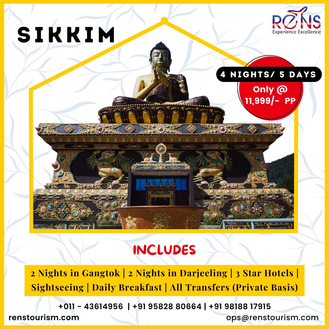 Explore Sikkim with  RENS Tourism Unforgettable Memories Await

Book your #tourpackages now us on +91-9818817914, +971 547088472

#sikkimtour #NaturalBeauty #nature #naturetravel #booknow #newdelhi #indiatour #delhi #noida